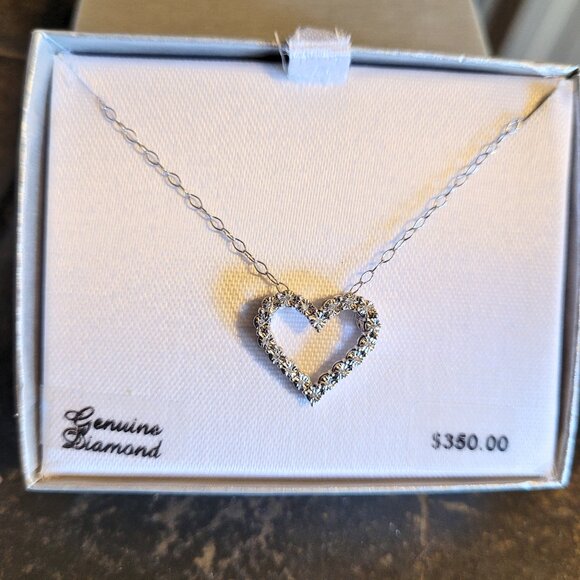 Diamond Sterling Silver Heart Pendant Necklace - Picture 3 of 7